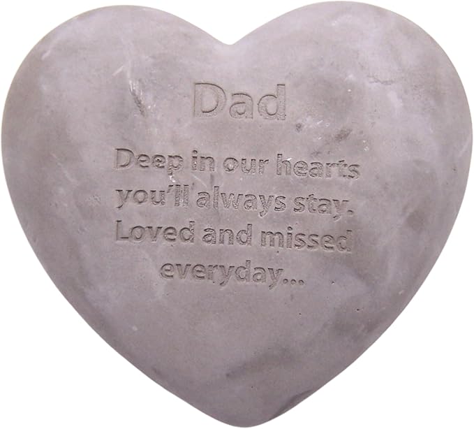 Wowser Heart Shaped Memorial Stone, Sympathy Gift, Remembrance Garden Accent, 6 Inches (Dad)