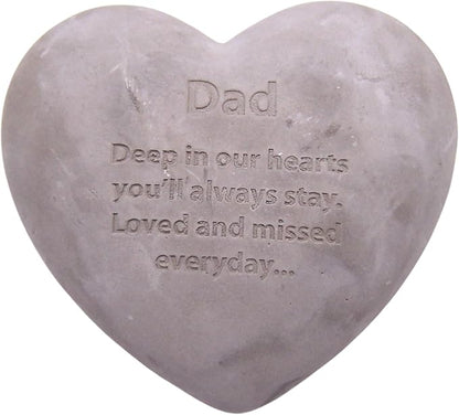 Wowser Heart Shaped Memorial Stone, Sympathy Gift, Remembrance Garden Accent, 6 Inches (Dad)