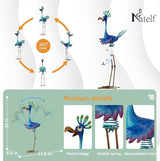 Natelf Flamingo Peacock Metal Yard Art Garden Sculpture Flamingos Peacocks Outdoor Decorations Large Garden Statues for Yard Patio, Porch, Home for Women, Mom, Grandma