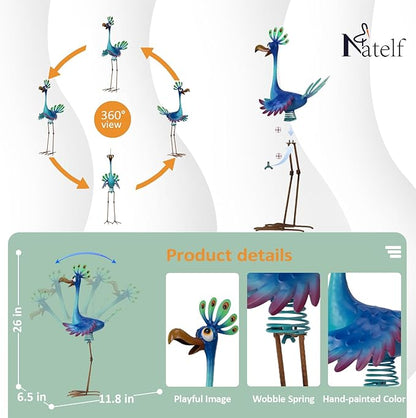 Natelf Flamingo Peacock Metal Yard Art Garden Sculpture Flamingos Peacocks Outdoor Decorations Large Garden Statues for Yard Patio, Porch, Home for Women, Mom, Grandma