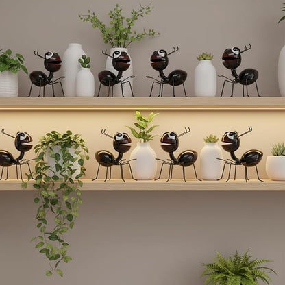 Cruis Cuka Metal Yard Art Garden Decor for Outside Cute Ants Yard Decorations Outdoor Lawn Ornaments Backyard Gifts for Mom - Set of 8（All Black）