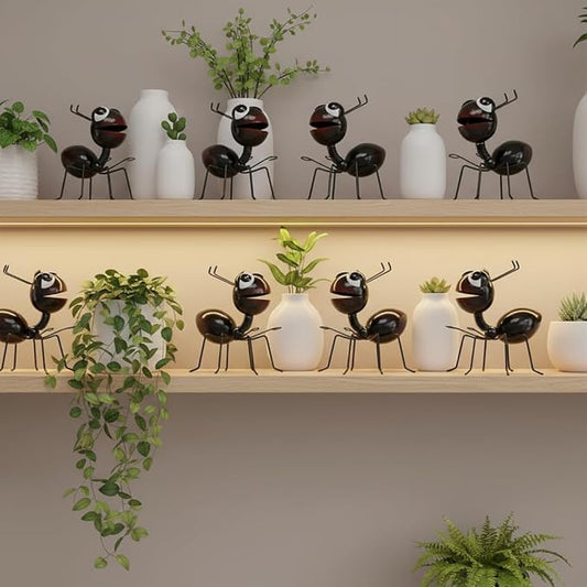Cruis Cuka Metal Yard Art Garden Decor for Outside Cute Ants Yard Decorations Outdoor Lawn Ornaments Backyard Gifts for Mom - Set of 8（All Black）