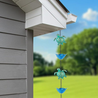 10ft Rain Chain for Outside, Rain Chain with 16 Cups, Adjustable Rain Catcher Chain for Outside, Replacement Downspout for Gutters, Eaves, Drainage