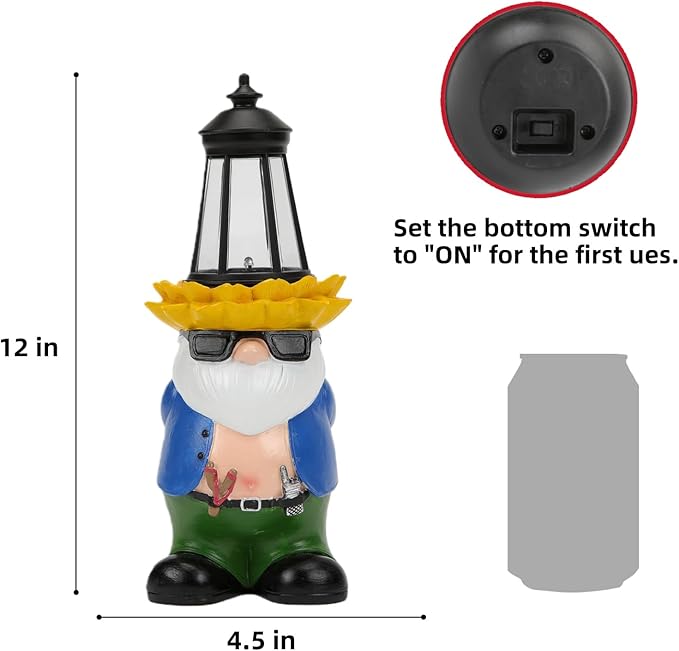 LEGIFO Garden Gnome Statue with Solar Lantern Lights Guardian Sculptures Outdoor Decorations Patio Lawn Yard Garden Decor Large Figurine Gifts for Women Mom
