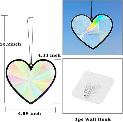 Colorful Suncatcher Rainbow Maker Prism Heart Shape Acrylic Pendant for Window Hanging Home Garden Party Wedding Ornament Gift