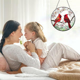 Cardinal Stained Glass Window Suncatcher Hanging - Red Birds Sun Catchers Handmade Cardinal Suncatchers for Home Garden Decor Panel - Memorial Sun Catcher Mother's Day Birthday Gifts for Mom Grandma