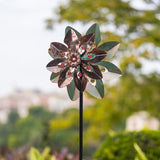 VEWOGARDEN Wind Spinners Outdoor with 2 Blades, Metal Kinetic Wind Spinner with Flower Design for Yard Garden Lawn Decorations
