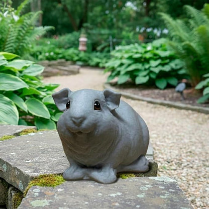 OLOMA Decorative Guinea Pig Lawn Ornament Heavy Stone Concrete Sculpture with Protective Resin Coating Long Lasting Outdoor Indoor Garden Accent for Entryway Porch Patio Display