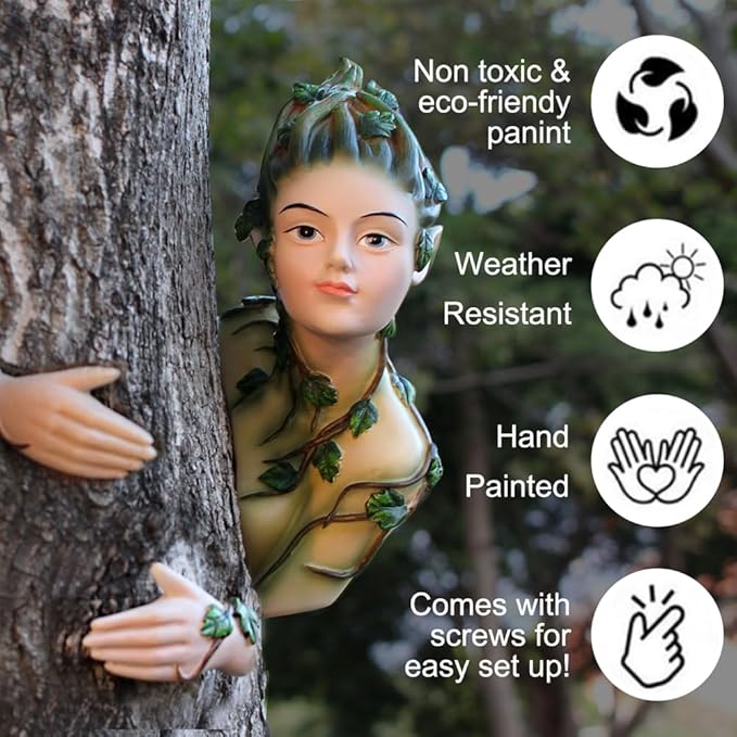 Outdoor Statues Decoration Fairy Tree Hugger Face Sculpture Peeker Courtyard Decoration Fairy Garden Ornament Figurines Art Yard Tree Hugger