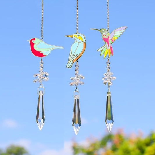 Hummingbird Crystal Sun Catcher, Glass Window Hanging Ornament,Crystal Prism Suncatcher Outdoor Indoor Home Garden Party Decoration