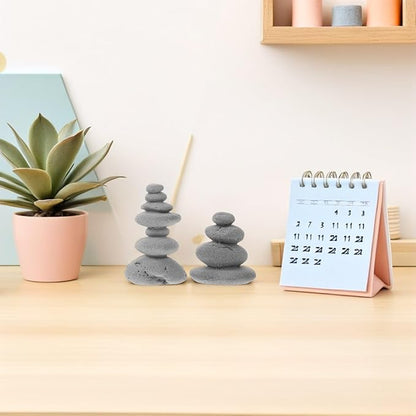 VOSAREA 2pcs Stone Sculptures Stacking Stone Statue Handmade Rocks Statues Garden Rocks Cairn Balancing Yoga Meditation Accessories Micro Landscape Ornament for Home Office