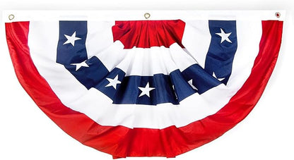 2x4 Ft American Pleated Fan Flag, Patriotic Half Fan Bunting Flag, Indoor Outdoor for Red White Blue USA 250th Anniversary 4th of July Decoration Patriotic Decor Memorial Day (Set of 1)