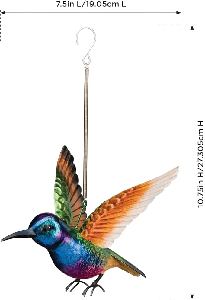 Regal Art & Gift Hummingbird Bouncie Set of 2 - Hand-Painted Metal Spring Garden Decor, Weather-Resistant Outdoor Yard Art, Bird Sculpture for Lawn & Patio - Coronet & Ruby