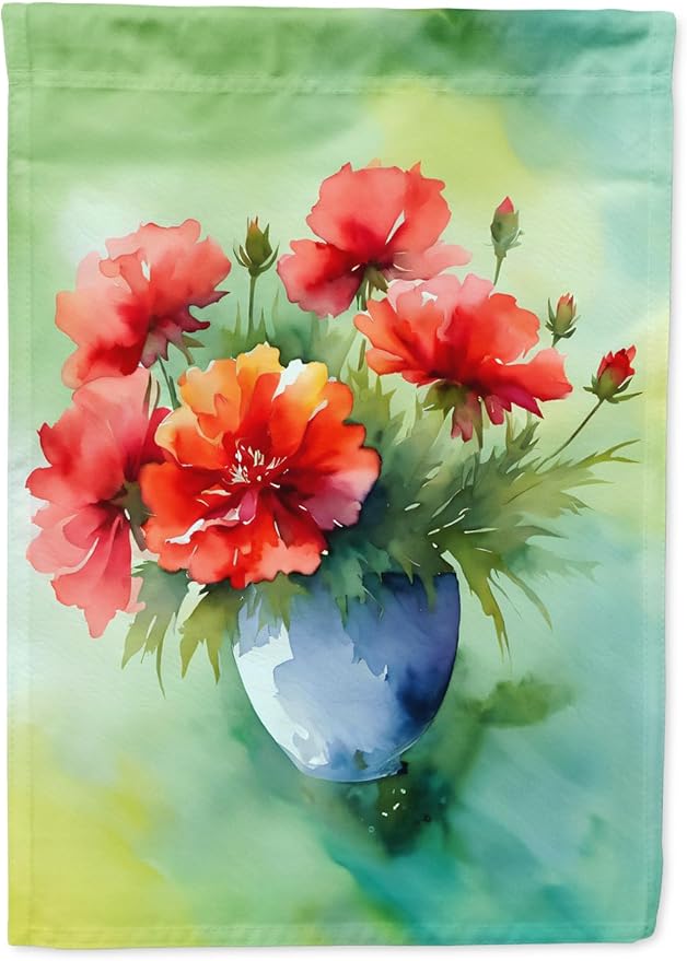 Caroline's Treasures Ohio Scarlet Carnations in Watercolor Garden Flag Mailbox Flag Decorative Yard Flag Banner Outside Patio Artwork Yard Flower Beds, Garden Size, Multicolor