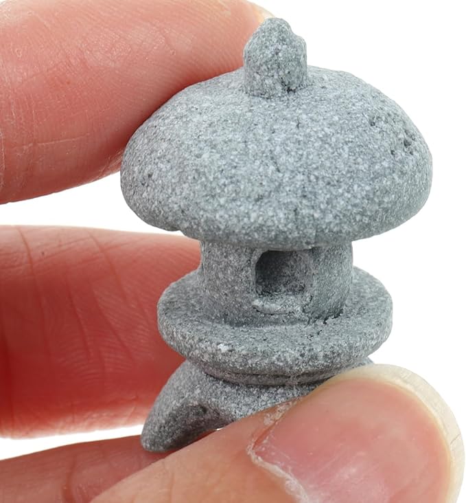 Cabilock Miniature Pagoda Statues 4Pcs Japanese Garden Statue Decor, Stone Lantern Asian Decor Bonsai Micro Landscape Kit Zen Garden Accessories