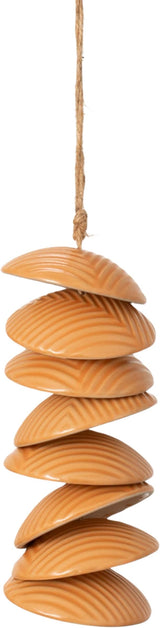 Woodstock Chimes Ceramic Disc Chime 26" Apricot Wind Chime for Outside, Ceramic Shell Design Chimes for Garden Porch, Patio Decor, Unique Gift CCAP