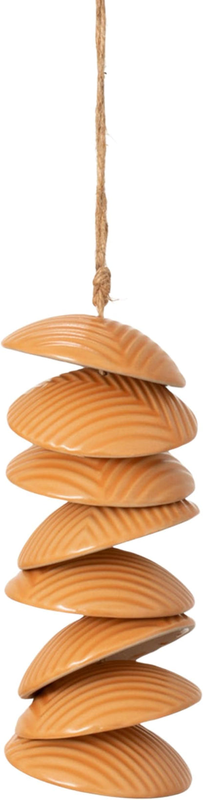 Woodstock Chimes Ceramic Disc Chime 26" Apricot Wind Chime for Outside, Ceramic Shell Design Chimes for Garden Porch, Patio Decor, Unique Gift CCAP
