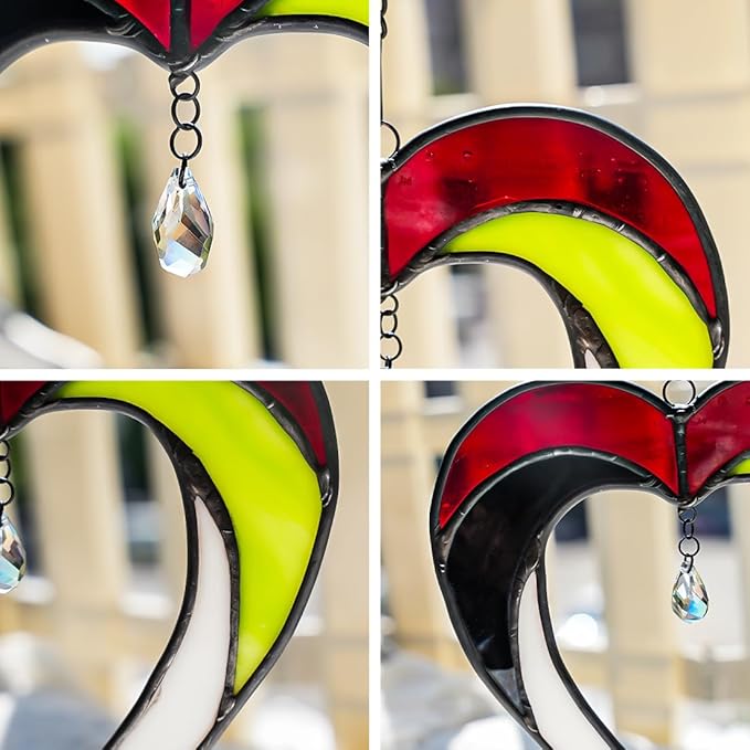 Heart Stained Glass Suncatchers for Windows Hangings,Heart Sun Catcher Decor Crystal Bead Ornaments,Home Decor,Birthday Gift for Men,Women,Father,Grandpa,Grandma