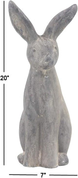 Deco 79 Polystone Rabbit Decorative Garden Sculpture Indoor Outdoor Garden Statue, Outdoor Sculpture 7" x 8" x 20", Gray