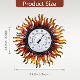 Outdoor Thermometer Waterproof with Humidity, 13.5 Inch Wall Large Number Easy to Read Outdoor Thermometer, Decorative Outside Thermometer, for Patio, Garden (Sun)