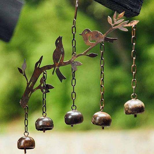 Ancient Graffiti Birds w/Bells Wind Chime, Multi