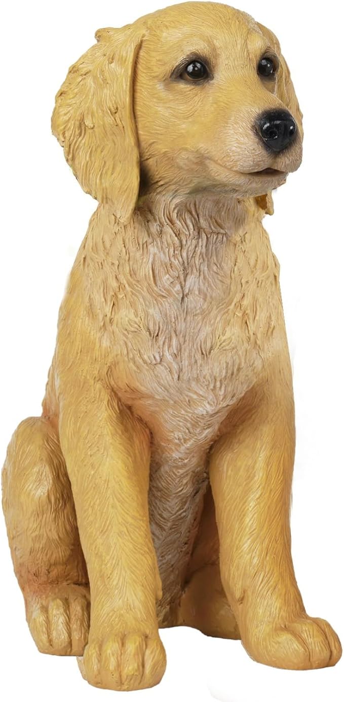 Dog Statues Lawn Decorations - Large Pet Figurines Garden Decor Golden Retriever Leprechaun Statue for Outside Patio Yard Decorations Outdoor Puppy St Patricks Day Gift for Woman 11x5.5x13 inch