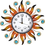 Sun Outdoor Clock with Thermometer and Hygrometer Combo, Silent No-Ticking Outdoor Wall Clock, Waterproof Quartz Clock for Patio, Living Room, Kitchen, Garden, 13 Inch