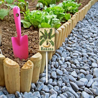 Uptell Vintage Aluminum Banana Fruit Signs Yard Sign with Stake for Garden Fruit Garden Label Stakes Plant Markers for Outdoor Plants Waterproof 7x8.8 inch