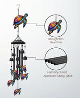 35.4" Sea Turtle Wind Chimes for Outside, Metal Windchimes, Sea Turtle Wind Chime Garden Decor, Mothers Day Birthday Memorial Gifts for Mom Grandma Wife, Durable Outdoors Decor