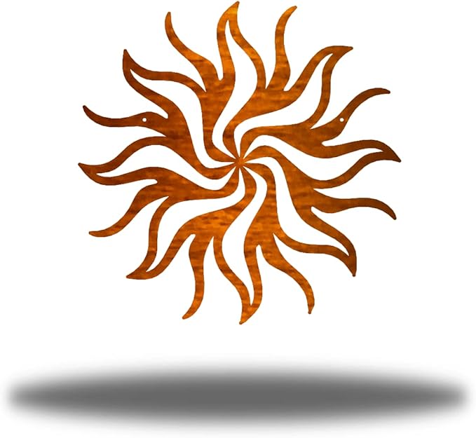 Riverside Designs Tribal Sun Metal Wall Art Steel Decor (Copper, 18" L x 18" W)