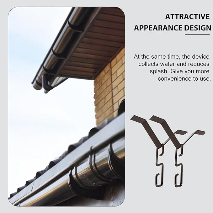 Rain Chain Hook Adapter 2-Pack Metal V-Shaped Rain Chain Hangers for Gutter Downspout Installation Decorative Outdoor Water Drain Fitting