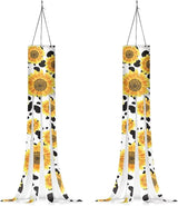 Sunflower Cow Windsocks Outdoor Hanging 2 PC Lightweight Durable Machine Washable Fabric Windsock Flag Front Yard Patio Lawn Garden Party Decor Autumn Thanksgiving Decoration