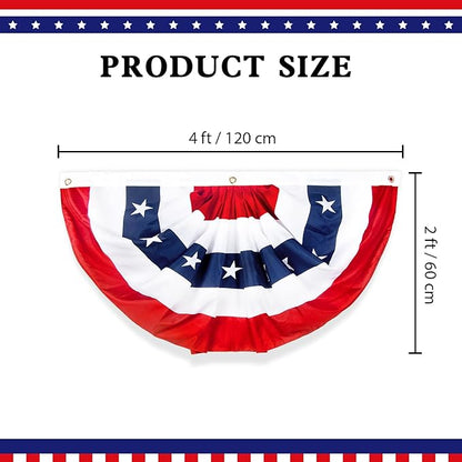2x4 Ft American Bunting Flags Outdoor, USA Pleated Fan Flag for Outside, 4th of July Decorations Memorial Day Patriotic Flags Bunting Outdoor Indoor Decor (Set of 8)