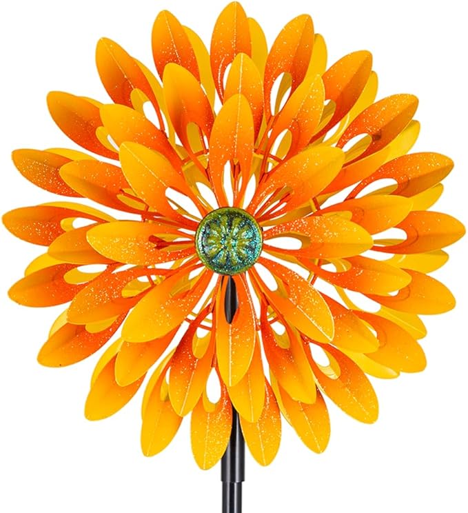 VEWOGARDEN Sunflower Wind Spinner with 6 Blades, Metal Kinetic Wind Spinners Outdoor for Yard, Garden, Lawn Decorations