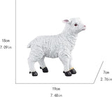 Garden Lamb Figurine, White Resin Sheep Statue, 7.09 x 7.48 inches, Outdoor Decorative Animal Sculpture
