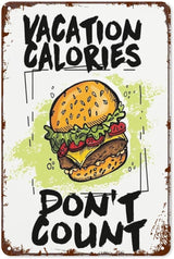 Vintage Tin Signs Vacation Calories Don't Count for Room,Patio,Office,Yard & More Retro Metal Wall Decor,8x12 Inch Funny Quotes & Gothic Designs