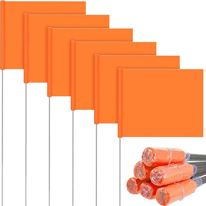 Amylove 300 Pcs Marking Flags 15 x 4 x 5 Inch Marker Flags for Lawn Yard Survey for Lawn Irrigation Landscape Fence Sprinkler Pet Training(Orange)