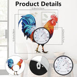 15" Rooster Outdoor Thermometer, Metal Indoor Wall Thermometer, Outside Thermometer with Large Number for Patio Home Room Decor