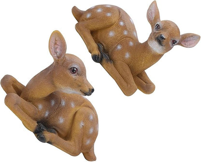 Alomejor Sika Deer Sculpture Art Craft Outdoor Garden Decoration Ornaments for Landscape, Garden, Park DecorationDurable ResinSynthetic -6.7x4.5in-2Pcs