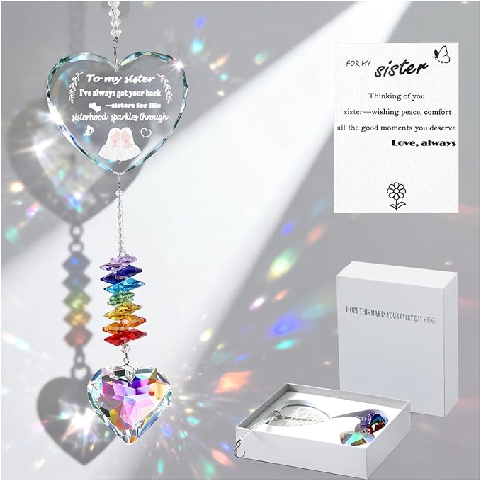 Sister Gifts, Birthday Gifts for Sister, Crystal Suncatcher, Window Hanging Home Decoration, Unique Gift for Sister Birthday