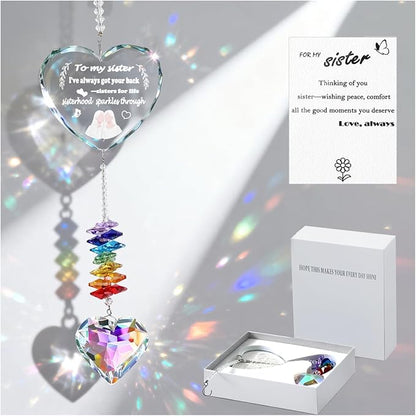 Sister Gifts, Birthday Gifts for Sister, Crystal Suncatcher, Window Hanging Home Decoration, Unique Gift for Sister Birthday