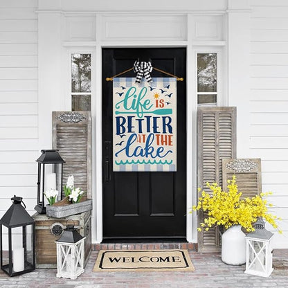AVOIN colorlife Life Is Better At The Lake House Flag 28x40 Inch Double Sided Outside, Lakeside Holiday Yard Outdoor Decoration