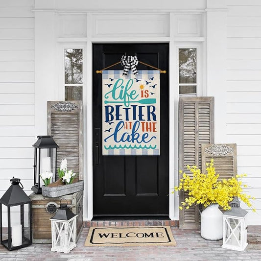 AVOIN colorlife Life Is Better At The Lake House Flag 28x40 Inch Double Sided Outside, Lakeside Holiday Yard Outdoor Decoration