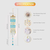 Crystal Wind Chimes for Outside with Rainbow Light Reflections Glass Bells and Rose Gold Alloy Hooks Indoor Outdoor Decor for Home Garden Patio Porch Birthday House Warming (Sky Blue)