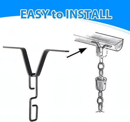 Rain Chain Gutters Adapter Clip, V Shaped Hook Hanger for Rain Chimes Downspout in Gardens, Patios, Roof Drainage, Balcony Water Features & Japanese-Style Landscaping