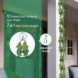 7.4ft Rain Chains for Gutters, Fish-Shaped Rain Chain with 12-Piece, Adjustable Rain Catcher Chain with Bell, Replacement Downspout for Gutters, Eaves, and Drainage