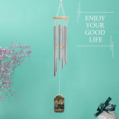 Wind Chimes for Outside,Retro Animal Style Printed Cute Aluminium Windchimes Outdoors,Soothing Melodic Memorial Wind Chime for House Porch Patio Garden Balcony Decor