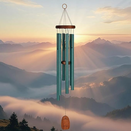 Woodstock Wind Chimes for Outside, Garden, Patio, Porch and Outdoor Decor (32") Pachelbel Canon Chime Green Wind Chime Gifts (PCCG)