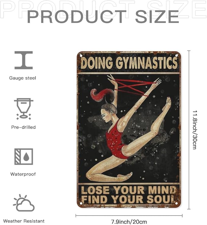 Vintage Metal Tin Sign Doing Gymnatics Lose Your Mind Find Your Soul Coffee Pringches for Home,Patio,Yard,Kitchen & More 8x12 Inches Retro Funny Quote Wall Decor for Indoor & Outdoor Use