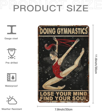 Vintage Metal Tin Sign Doing Gymnatics Lose Your Mind Find Your Soul Coffee Pringches for Home,Patio,Yard,Kitchen & More 8x12 Inches Retro Funny Quote Wall Decor for Indoor & Outdoor Use